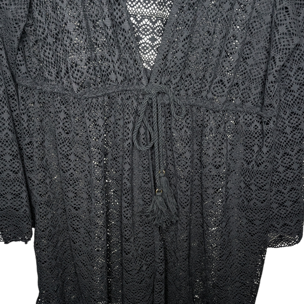 Torrid Size 2 Black Open Knit Lace Kimono Cardigan Swim Cover Up - Picture 5 of 12